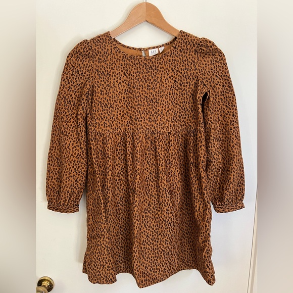 Gap kids corduroy leopard print dress long sleeves Size Medium/ 8 - Picture 1 of 7